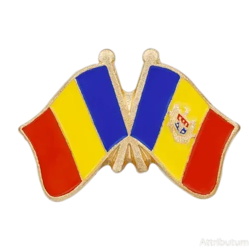 Crossed Flags of Romania and Republic of Moldova