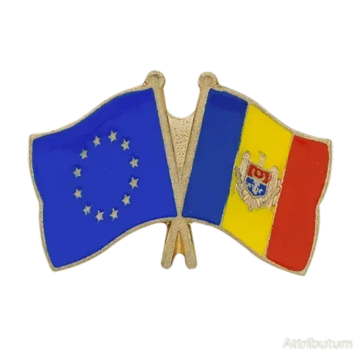 Crossed Flags of the European Union and Republic of Moldova